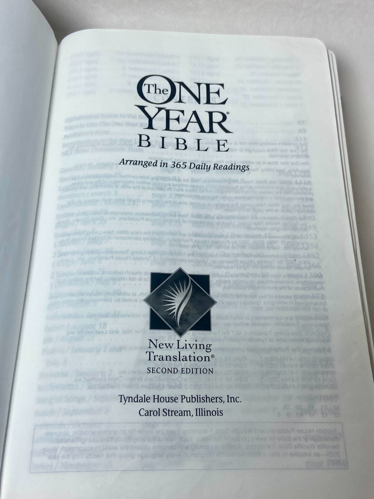 One Year Bible by Tyndale House Publishers Staff 2004, Imitation Leather