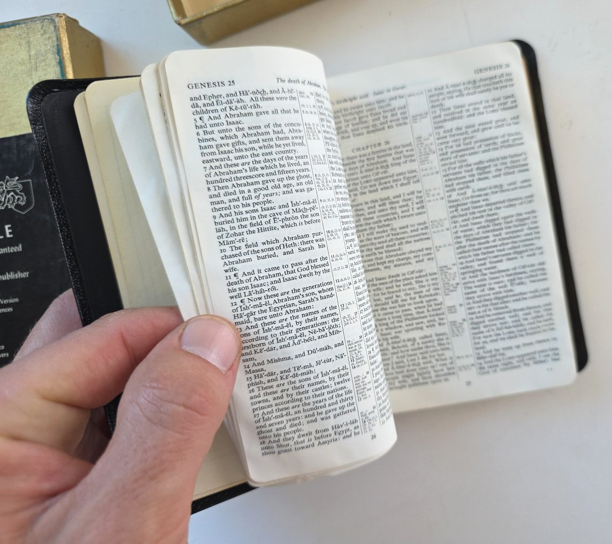 Vintage Cambridge Crystal Bible KJV Compact Superfine Black Morocco Leather