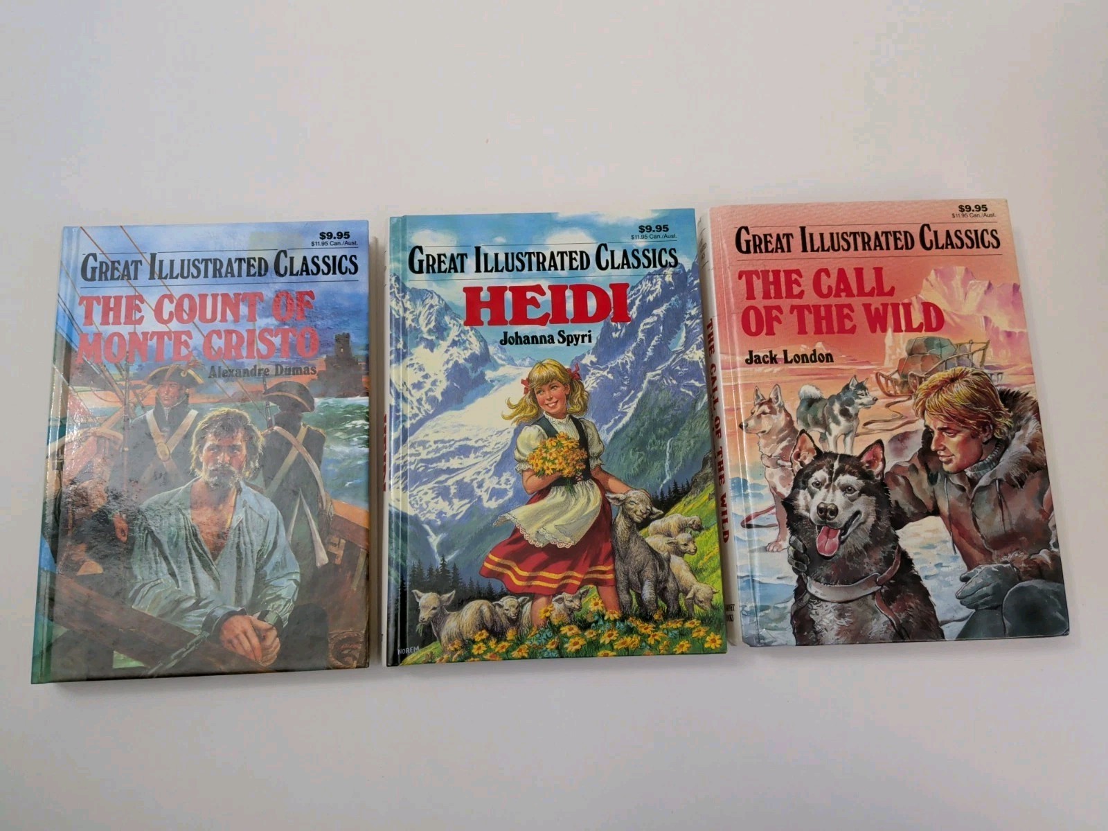 Great Illustrated Classics 3 Book HC Lot Heidi, Call Of The Wild, Monte Cristo
