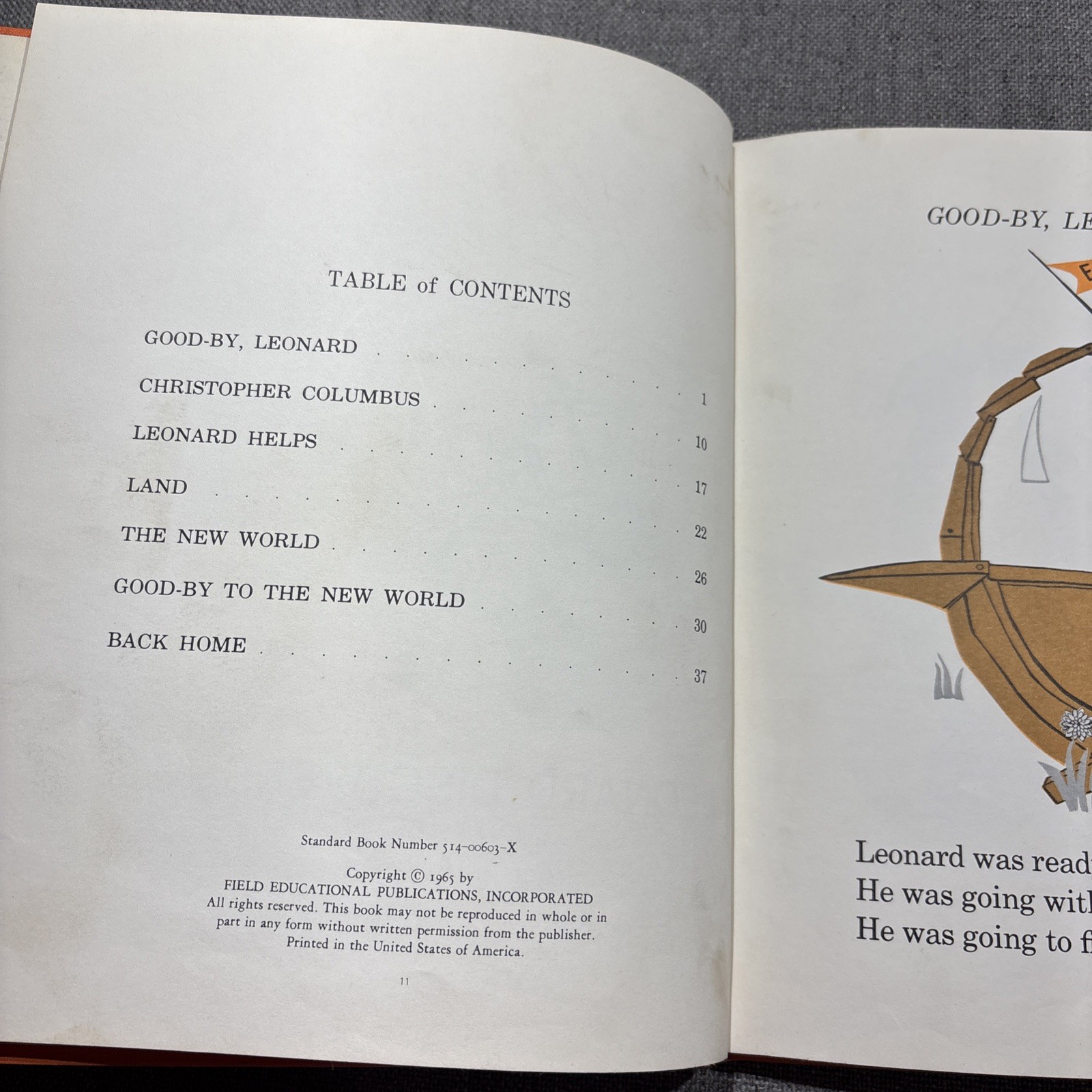Vintage 1965 Leonard Discovers America Gene Darby Hardcover Book