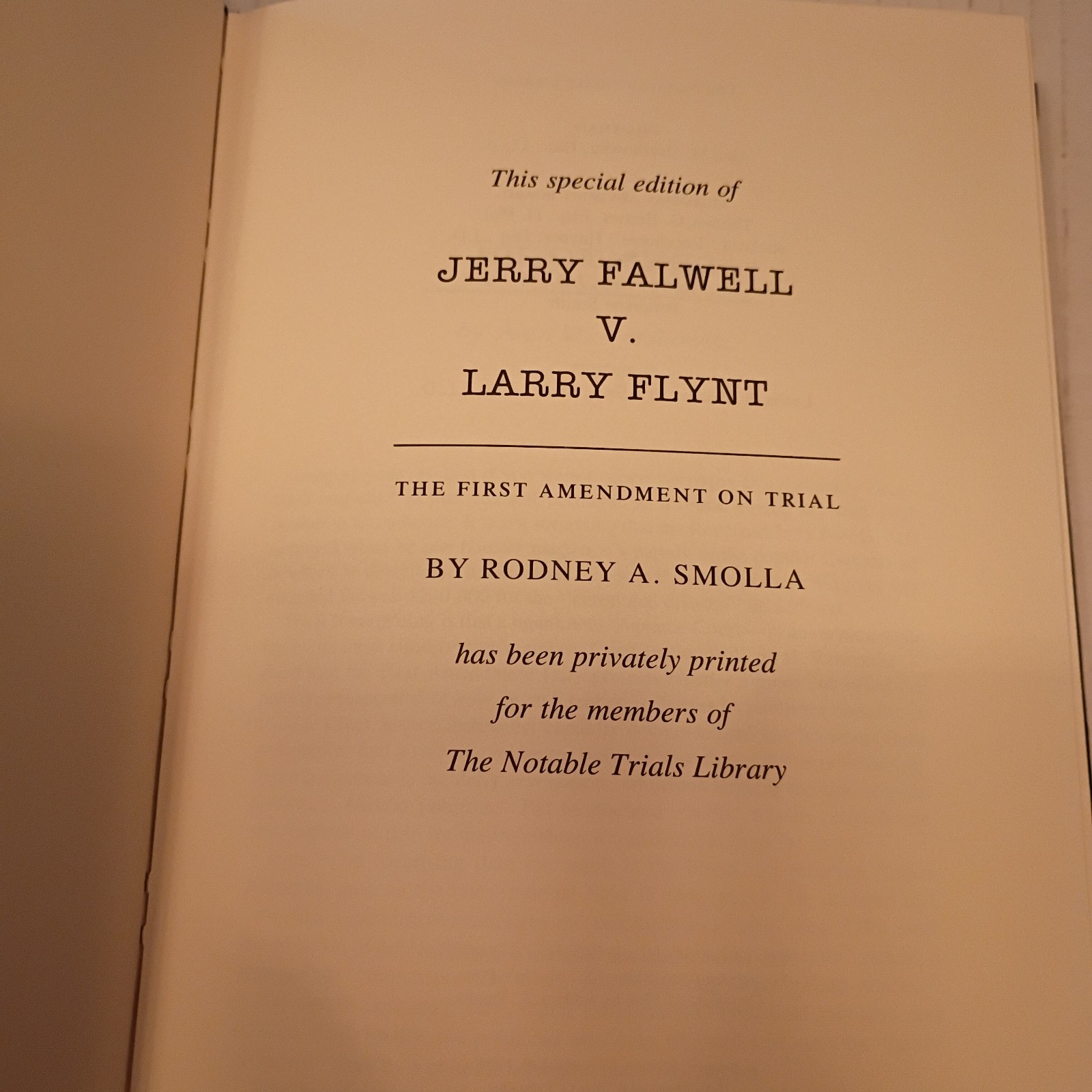 Jerry Falwell v. Larry Flynt Smolla 1988 Notable Trials Library Leather Bound