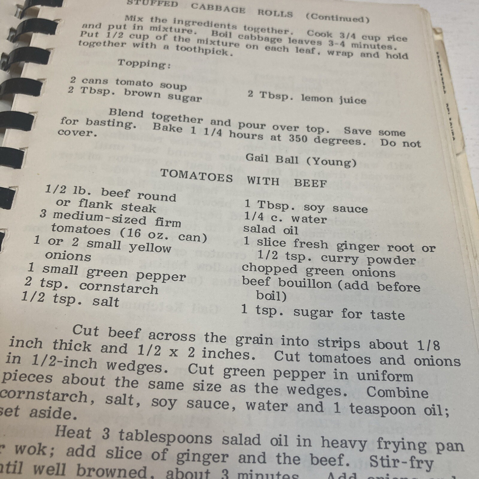 Cherished Recipes Ringbound CookBook Evangelical Church Women Broadview, MT