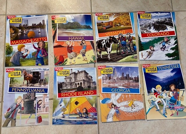 New – Lot Of 12 Highlights Which Way USA Puzzle Books With Maps, and state tags
