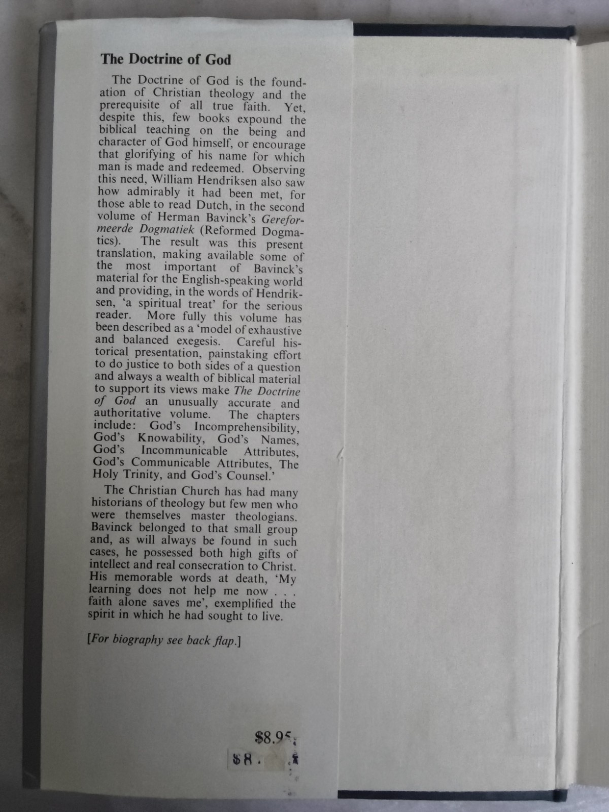 The Doctrine of God Herman Bavinck Banner of Truth Hardcover Book w/ DJ 1997