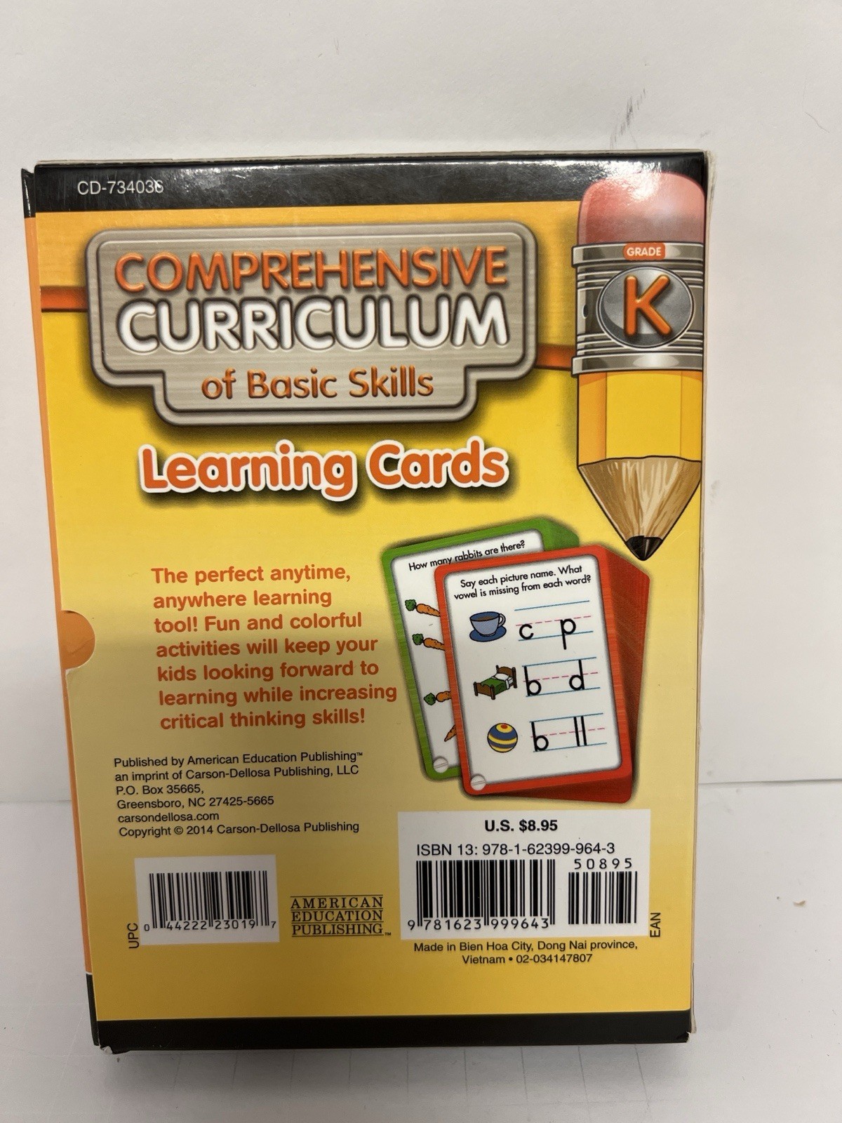 Comprehensive Curriculum Learning Cards Grade K Kindergarten LA & Math
