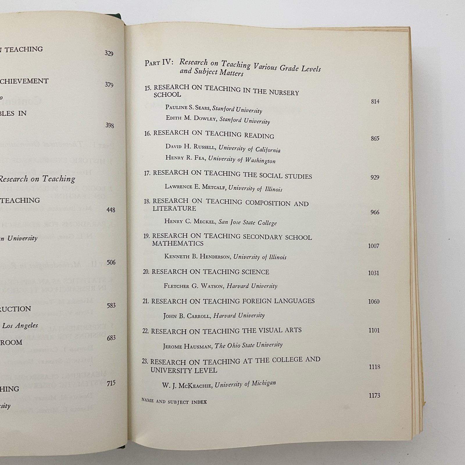 Handbook of Research on Teaching Pedagogy Studies Hardcover Book NL Gage 1971