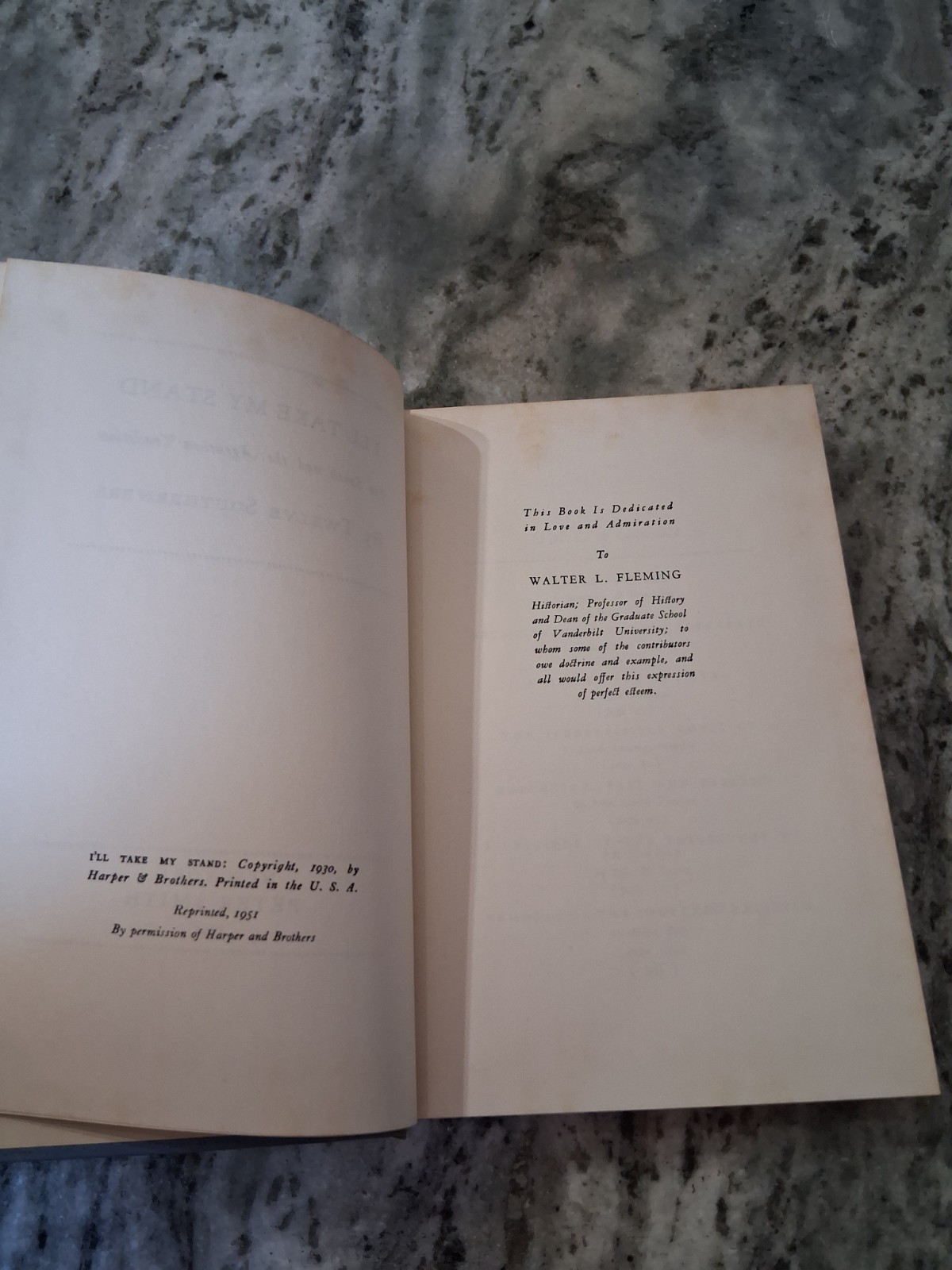 I’LL TAKE MY STAND THE SOUTH AND THE AGRARIAN TRADITION By Twelve Southerners