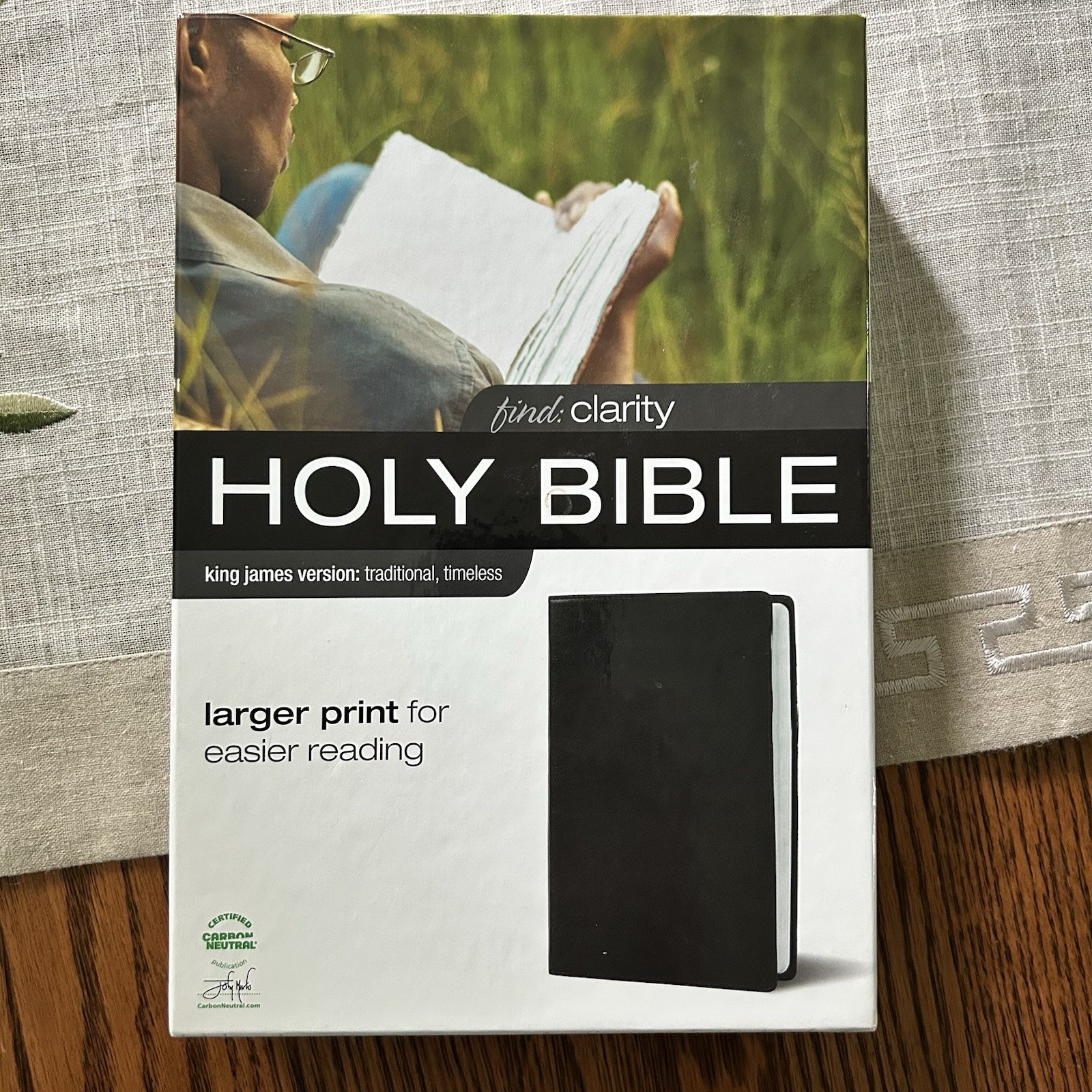 The Holy Bible King James Larger Print Black Italian Duo-Tone Zondervan Boxed