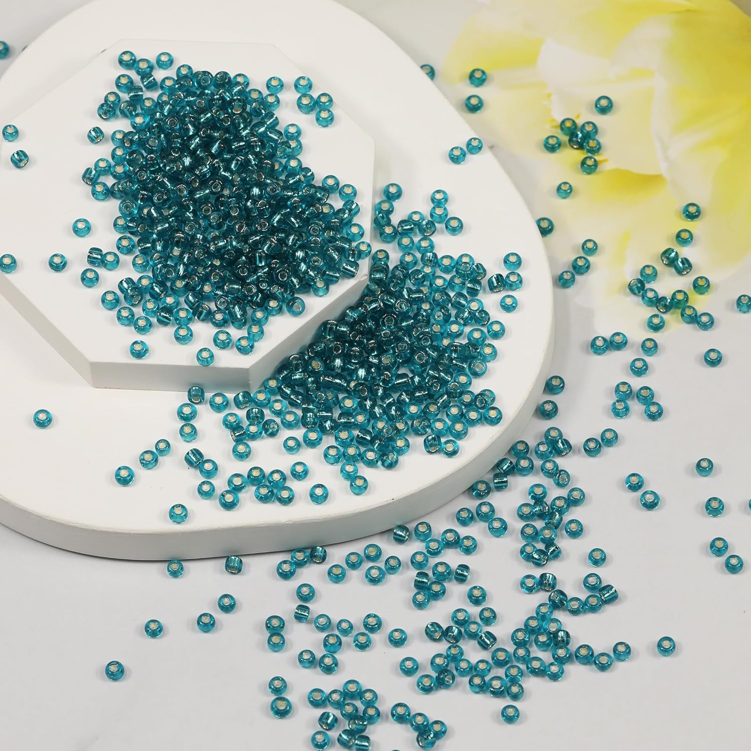 Peacock Blue Sliver Lined Color Size 3mm Seed Beads About 3600pcs/100Grams in Ba