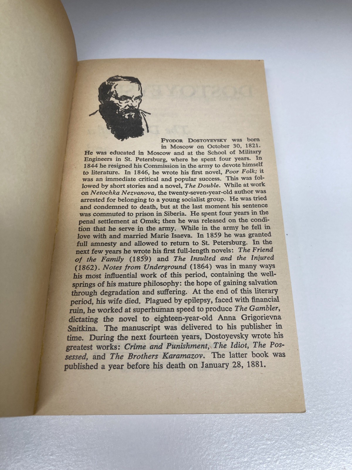 Notes From Underground by Fyodor Dostoyevsky, 1961 Signet Classic Paperback