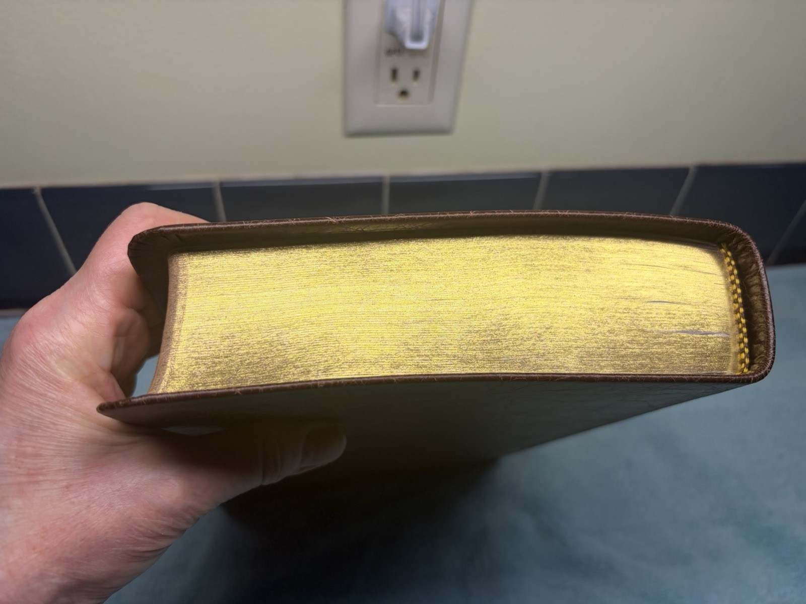 CBP Large Print Readers Ref Bible Milk Chocolate Water Buffalo Leather KJV USA