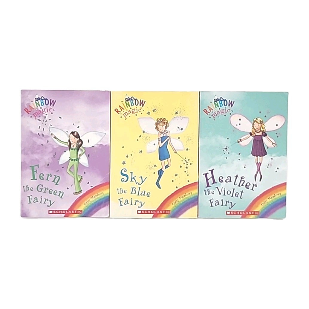 Rainbow Magic Daisy Meadows books 4 Fern, 5 Sky, & 7 Heather Paperback Book Lot