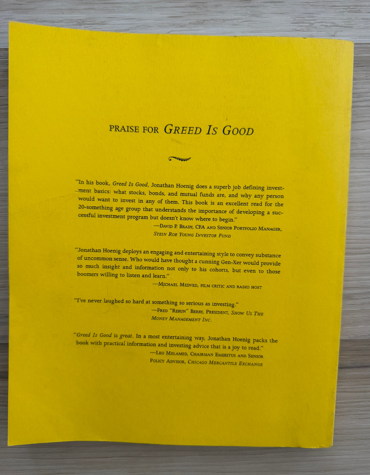 RARE Signed Greed Is Good Jonathan Hoenig 1999 Galley Proof Capitalist Pig Book