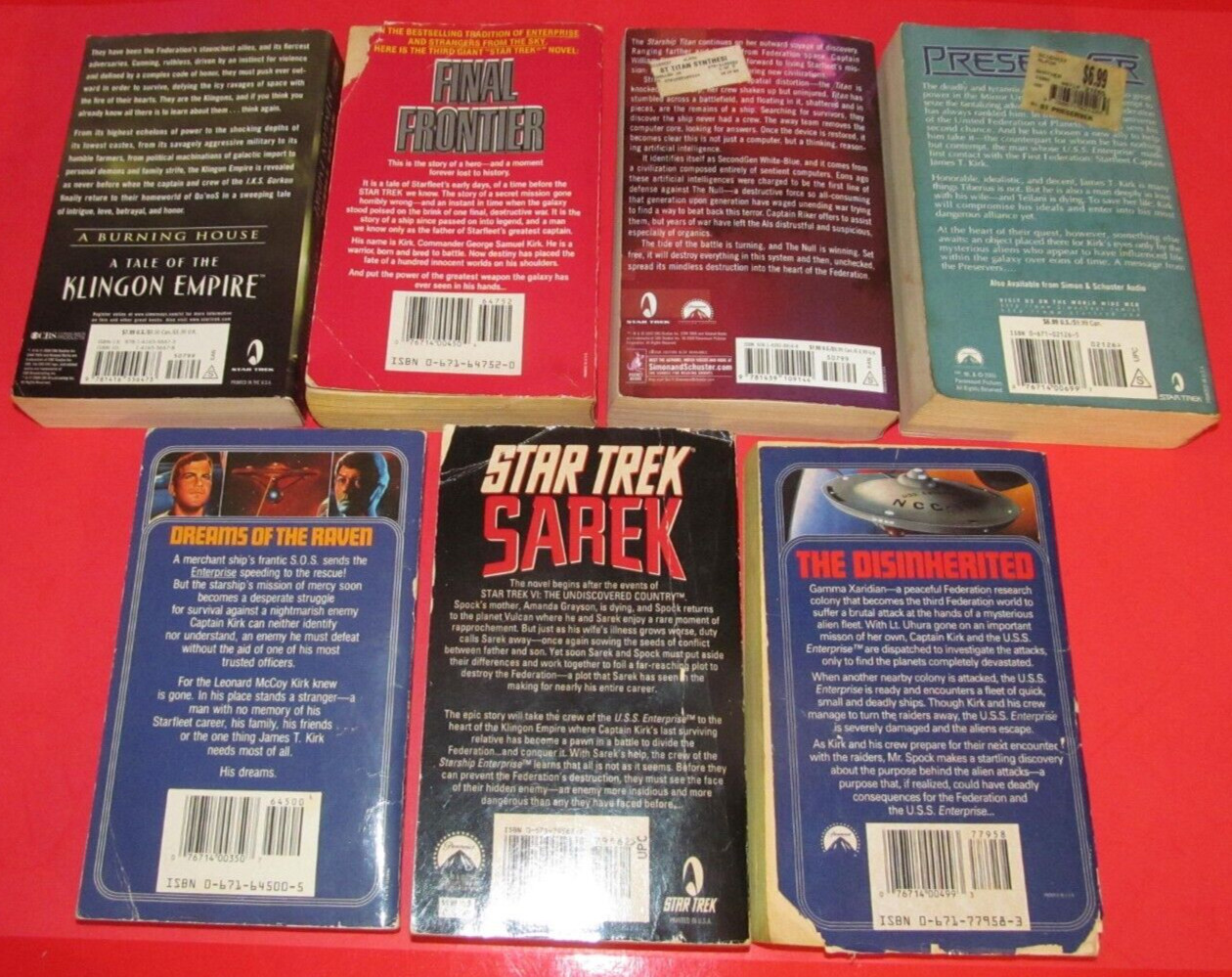 Lot of 7 miscellaneous Star Trek Paperback Books / Novels ~ Immediate shipping!
