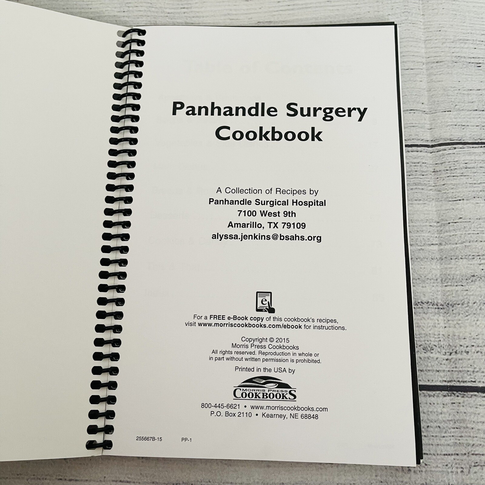 Panhandle surgical surgery AMARILLO, TEXAS cookbook 2015 Morris Press