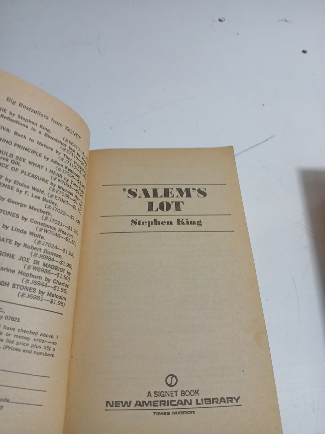 Stephen King Early Lot 3 1st Signet Ed. Salem’s Lot, Dead Zone, Tommyknockers