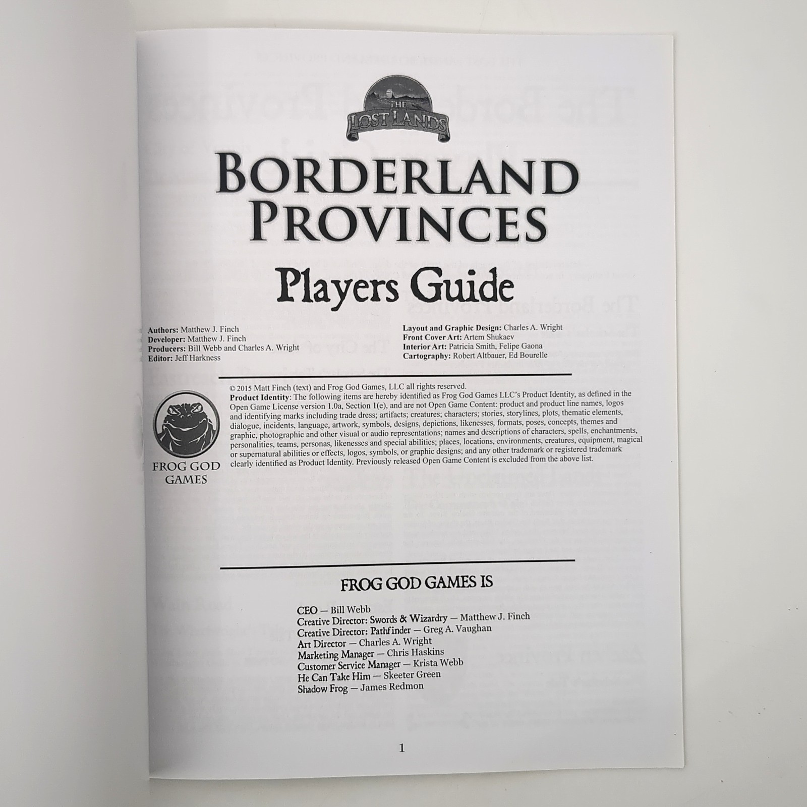 Borderland Provinces Players Guide Frog God Games The Lost Lands Matthew Finch