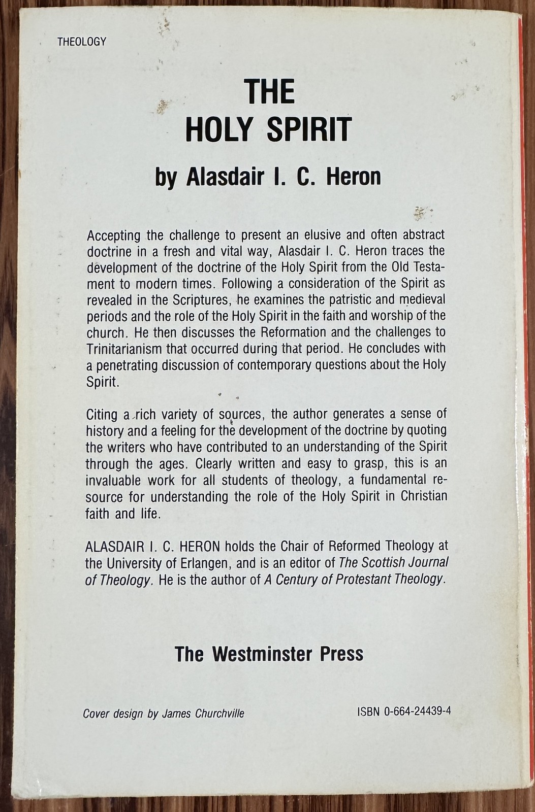 The Holy Spirit by Alasdair I.C. Heron 1983 Westminster Press Paperback
