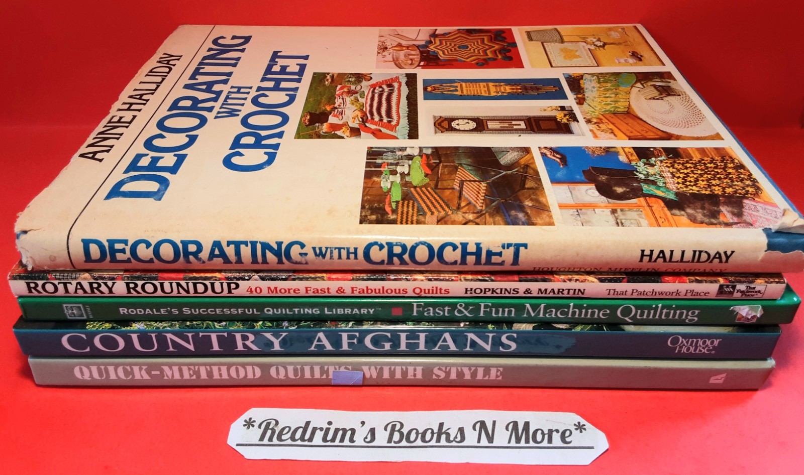Lot 5 Misc Vintage Crocheting Quilting Books Hardcover