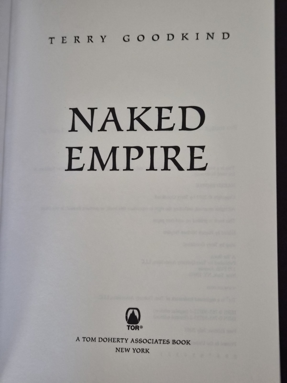 Terry Goodkind Naked Empire 1st/1st 2003 Tor HCDJ Brodart Mylar LN Fantasy