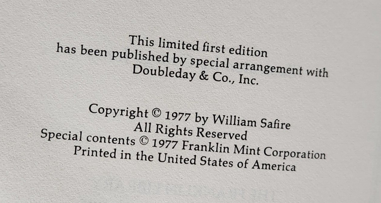 Full Disclosure: William Safire. Franklin Library. First Edition. Leather. 1977