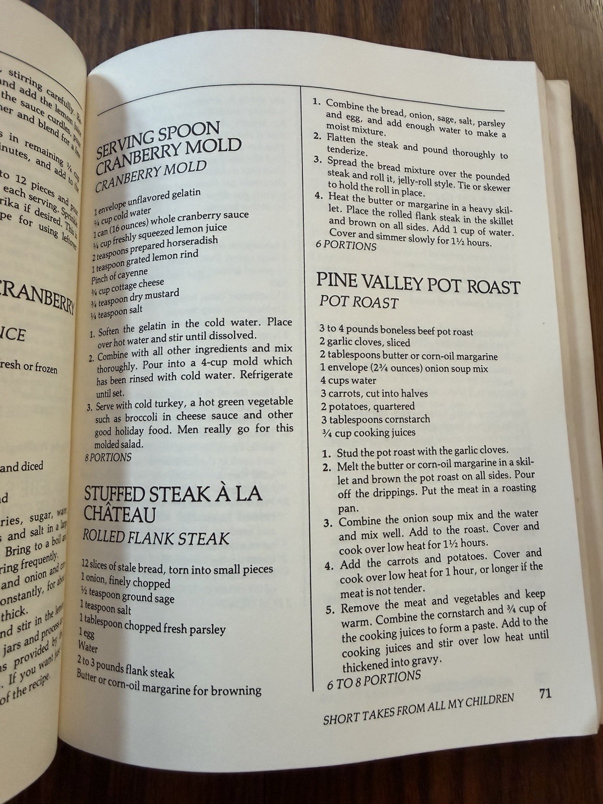Love in the Afternoon Cookbook ABC-TV Soap Opera Recipes First Edition 1983