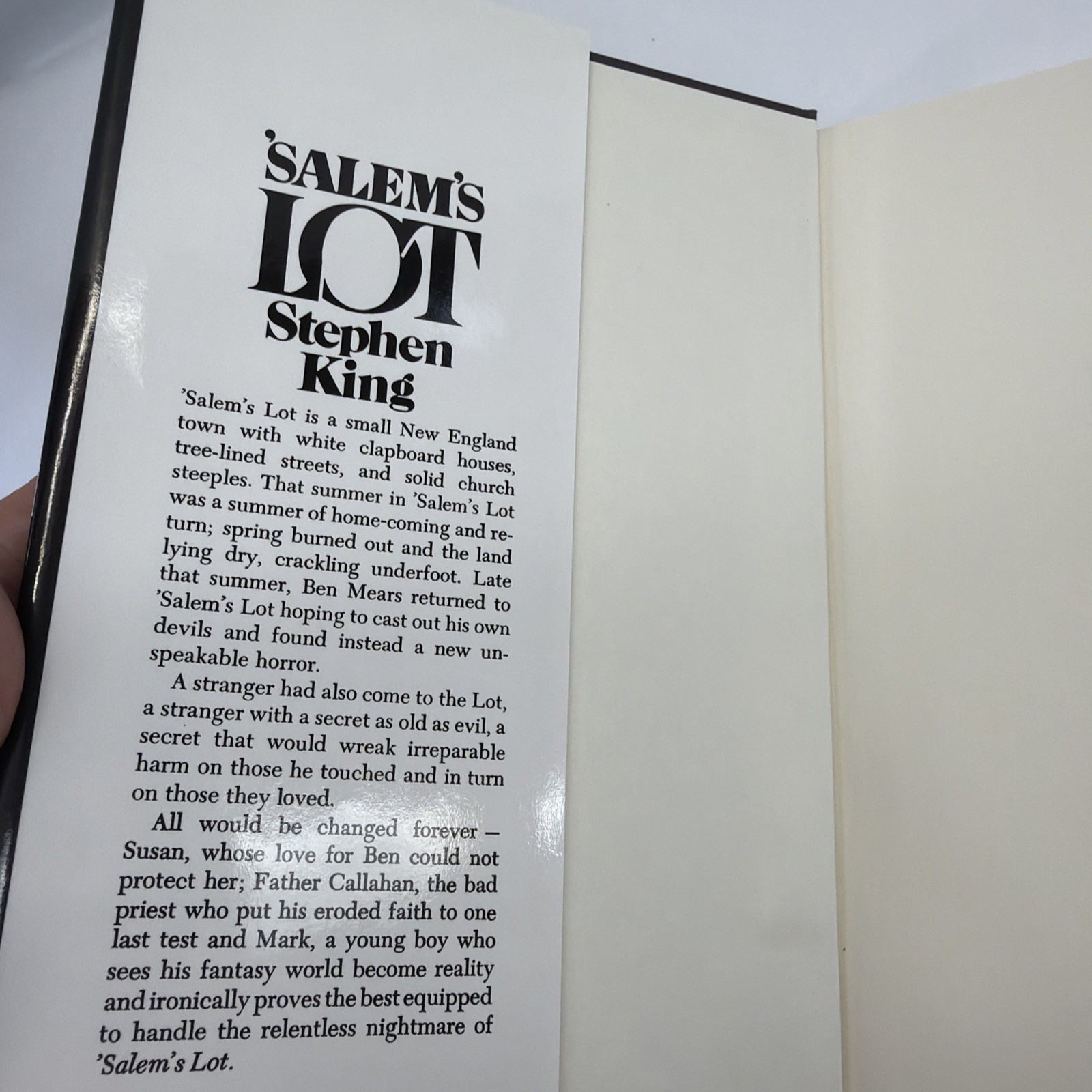 ‘Salem’s Lot, Stephen King Hardcover, Book Club Edition, 1975 No Gutter Code
