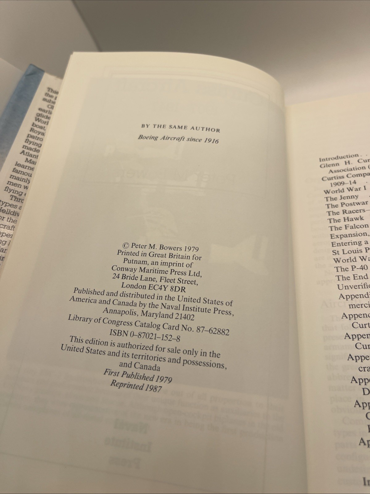 Curtiss Aircraft, 1907-1947 by Peter M Bowers Naval Institute Press 1979