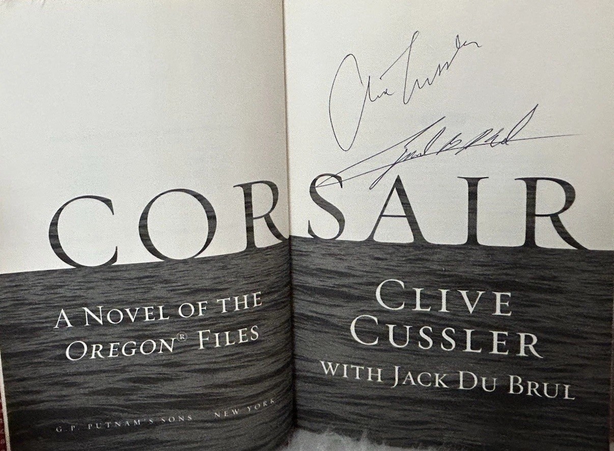 Signed x2 Corsair Clive Cussler Jack Du Brul 2009 HCDJ Putnam Books Very Good