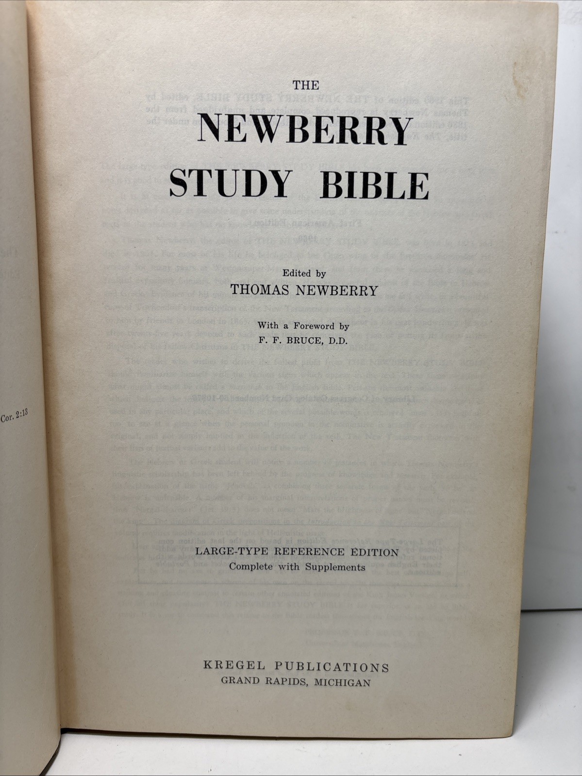 THE NEWBERRY STUDY BIBLE by THOMAS NEWBERRY LARGE-TYPE REFERENCE EDITION 1960