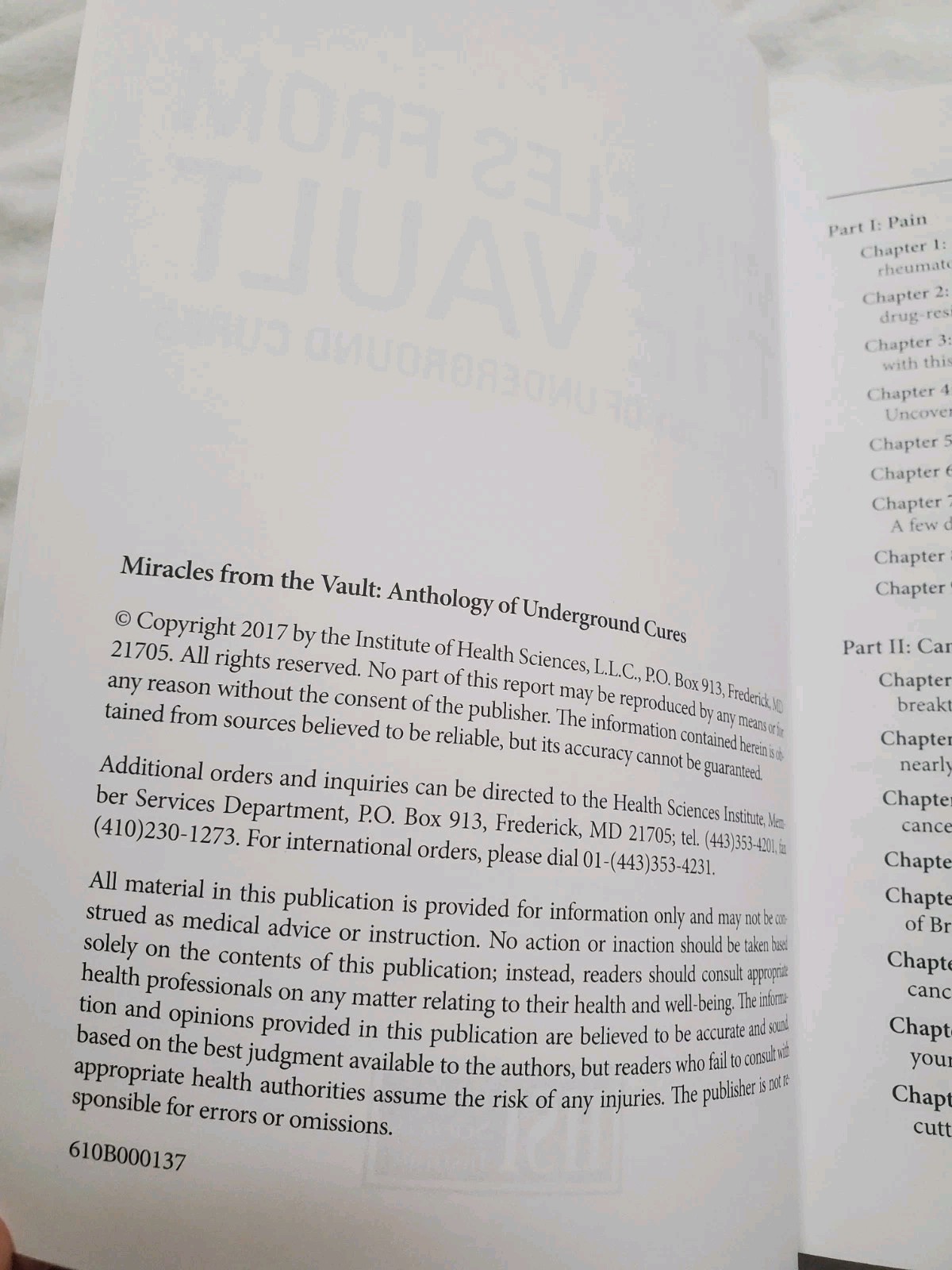 Miracles from The Vault Anthology of Underground Cures By Health Sciences In PB