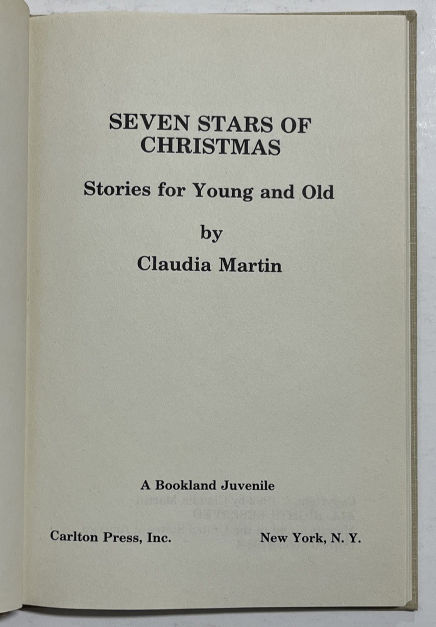 Seven Stars Of Christmas Claudia Martin 1992 First Edition SIGNED HC/DJ Rare