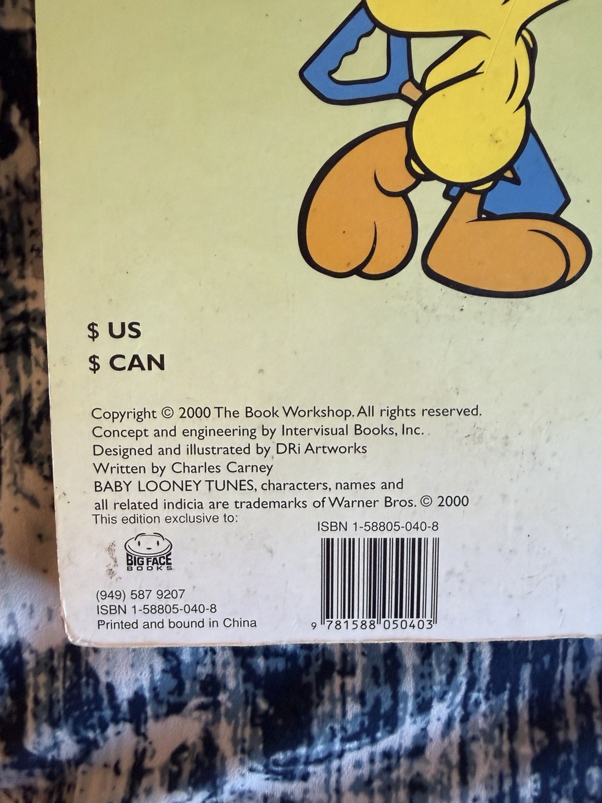 Baby Looney Tunes Vintage 2000 Large Board Slide Book With Hidden Surprises