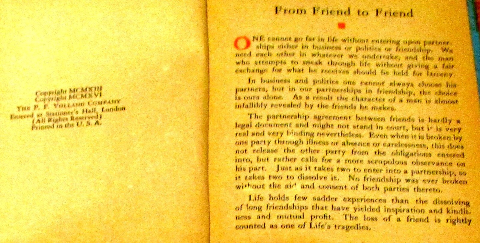 1916 From Friend To Friend H/C D/J 58 Pages NICE!!!!