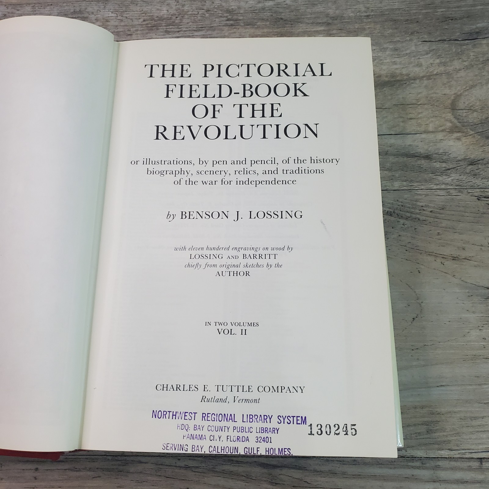 Benson Lossing Pictorial Field-Book Revolution Vol 2 Only 1972 Tuttle DAMAGED