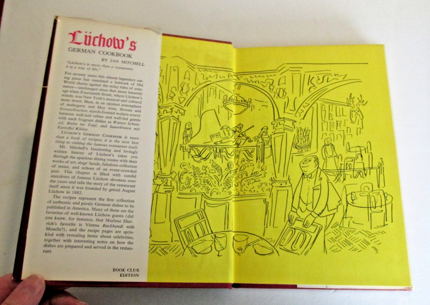 Luchow’s German Cookbook Jan Mitchell 1952 Illustrated Bemelmans BCE