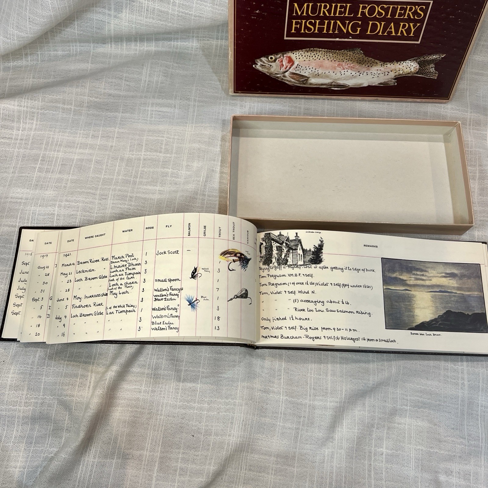 Muriel Foster’s Fishing Diary (A Studio Book) by Patricia King Hardcover w/ Box