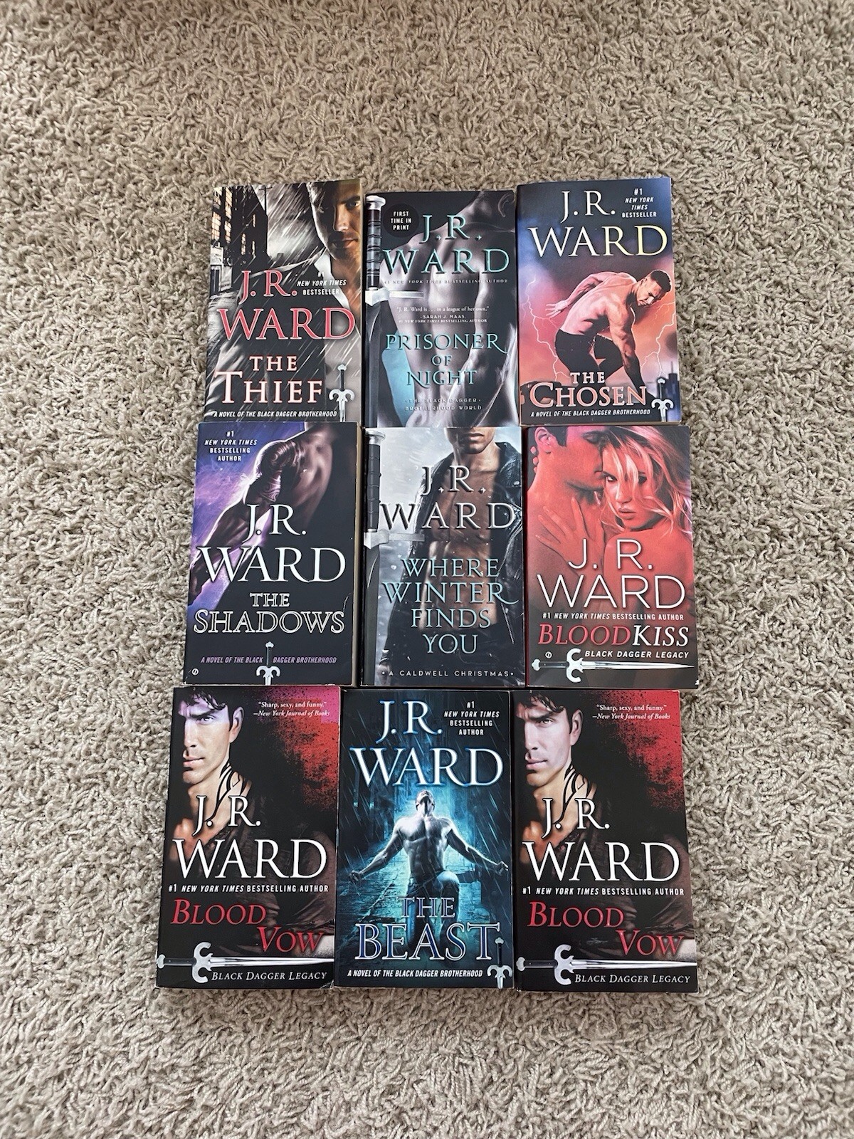 J. R. Ward Paperback Book Lot Of 9