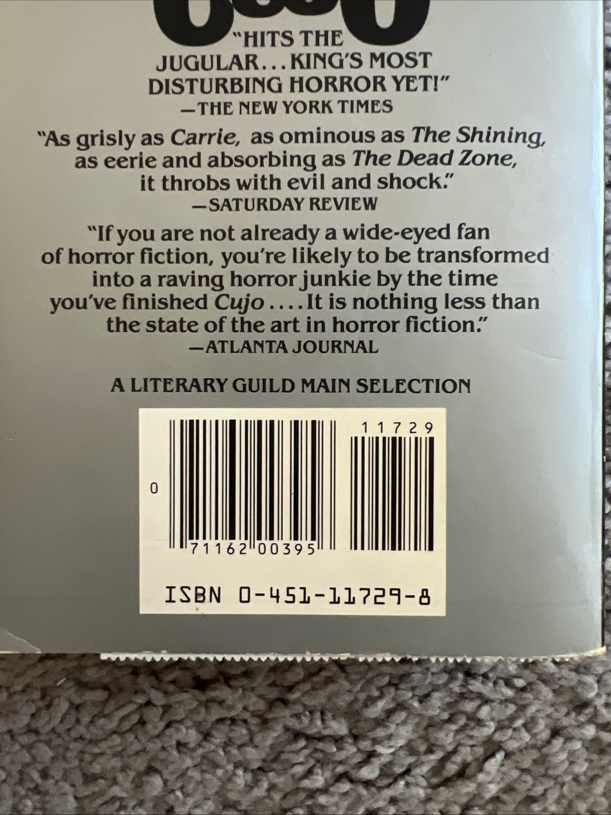 Cujo Stephen King Mass Market Paperback From Hell Horror Novel Signet Books 1982