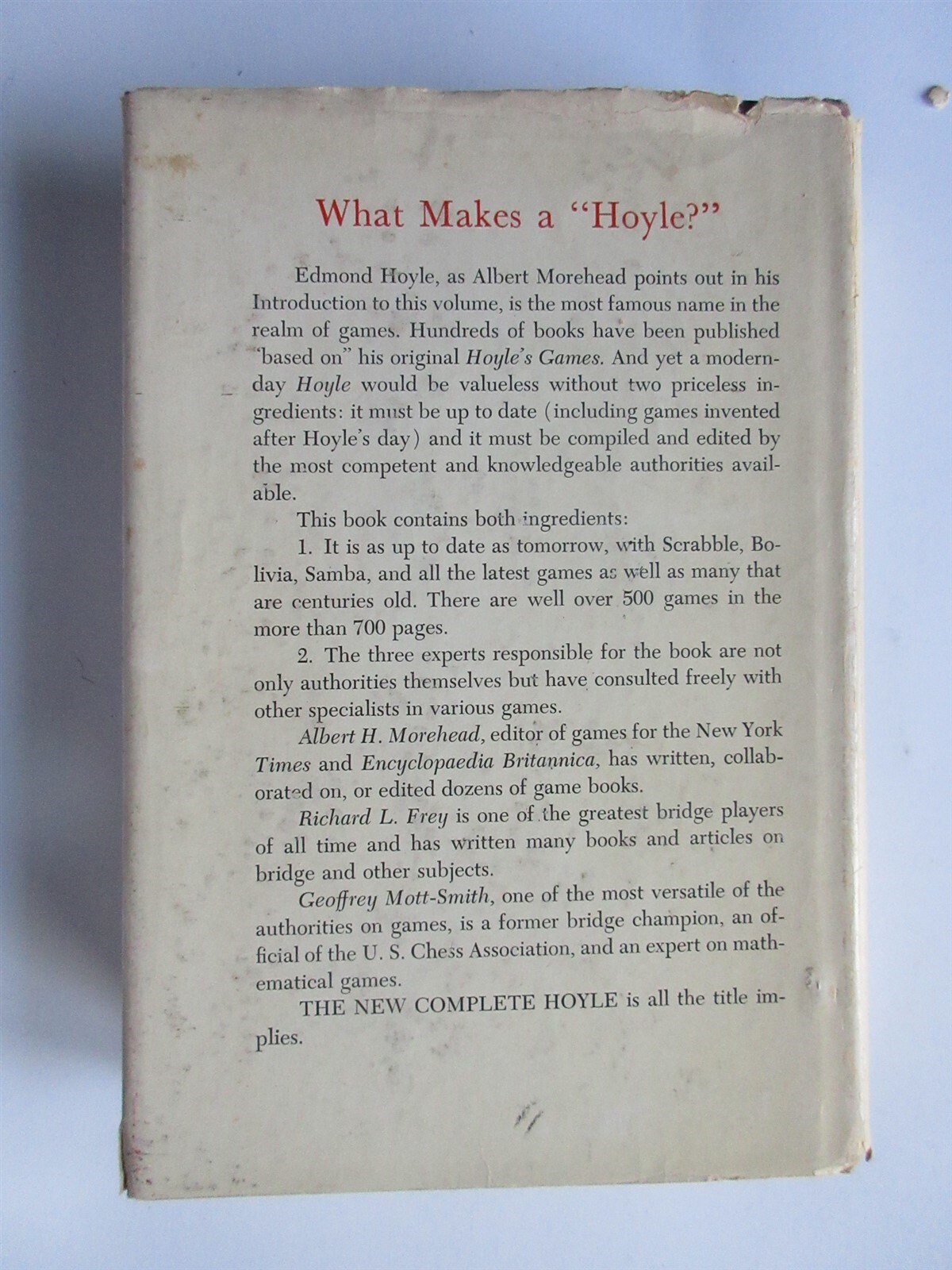 The New Complete Hoyle by Morehead, Frey and Mott-Smith / 1956 Hardcover