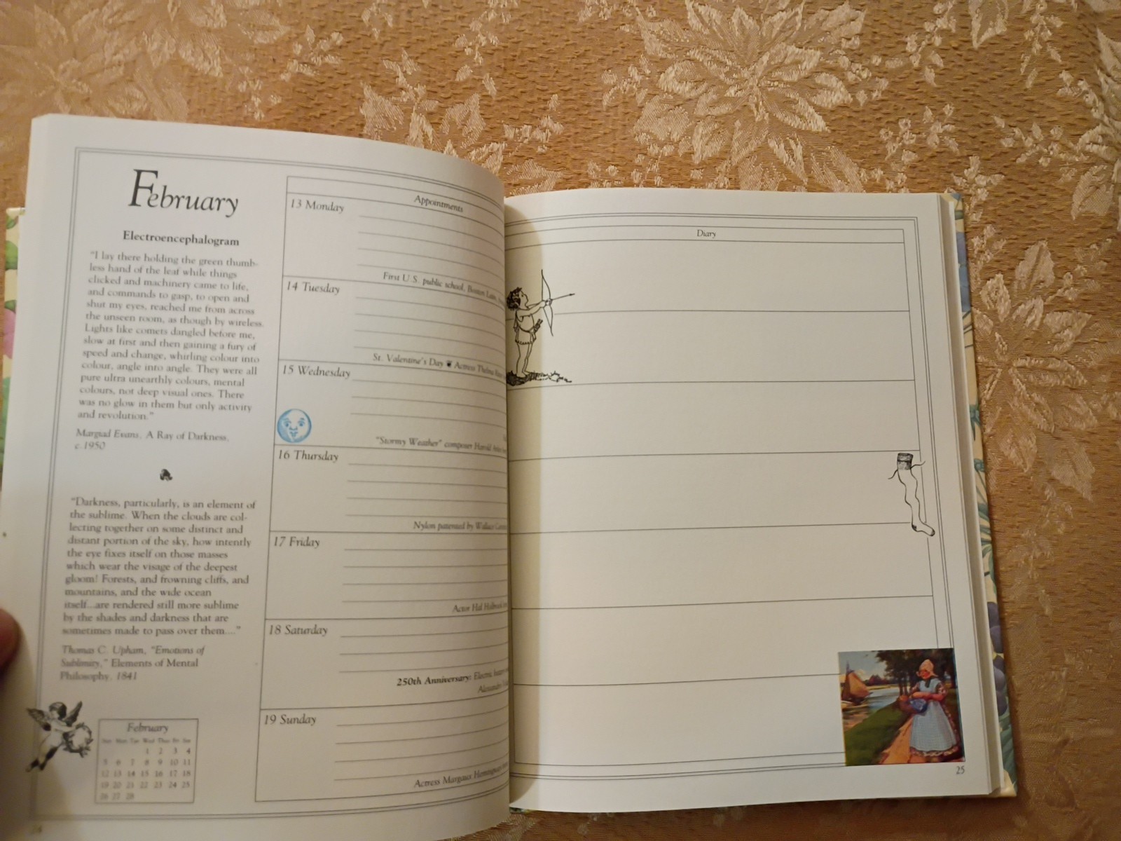 Our Old Fashioned Country Diary for 1995 Hardcover Floral Illustrated Book