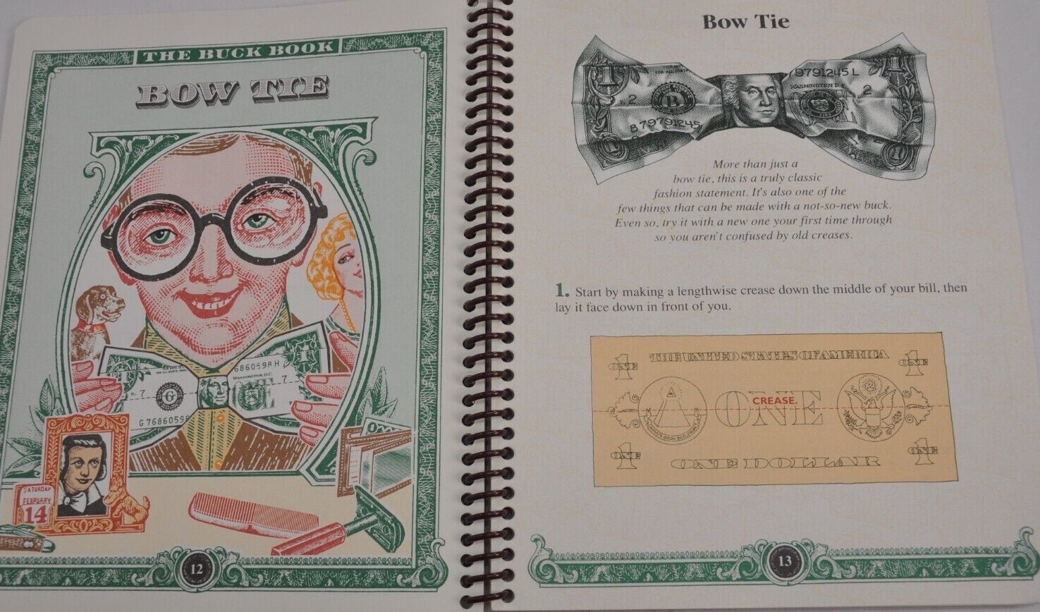 1993 Buch Book Ann Akers Johnson Klutz Press One Dollar Bill Bow Tie Elephant