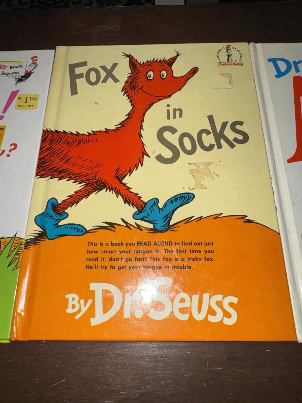 3 Vintage Hardcover Dr Suess Children’s Books Fox In Socks ABC Mr Brown Beginner