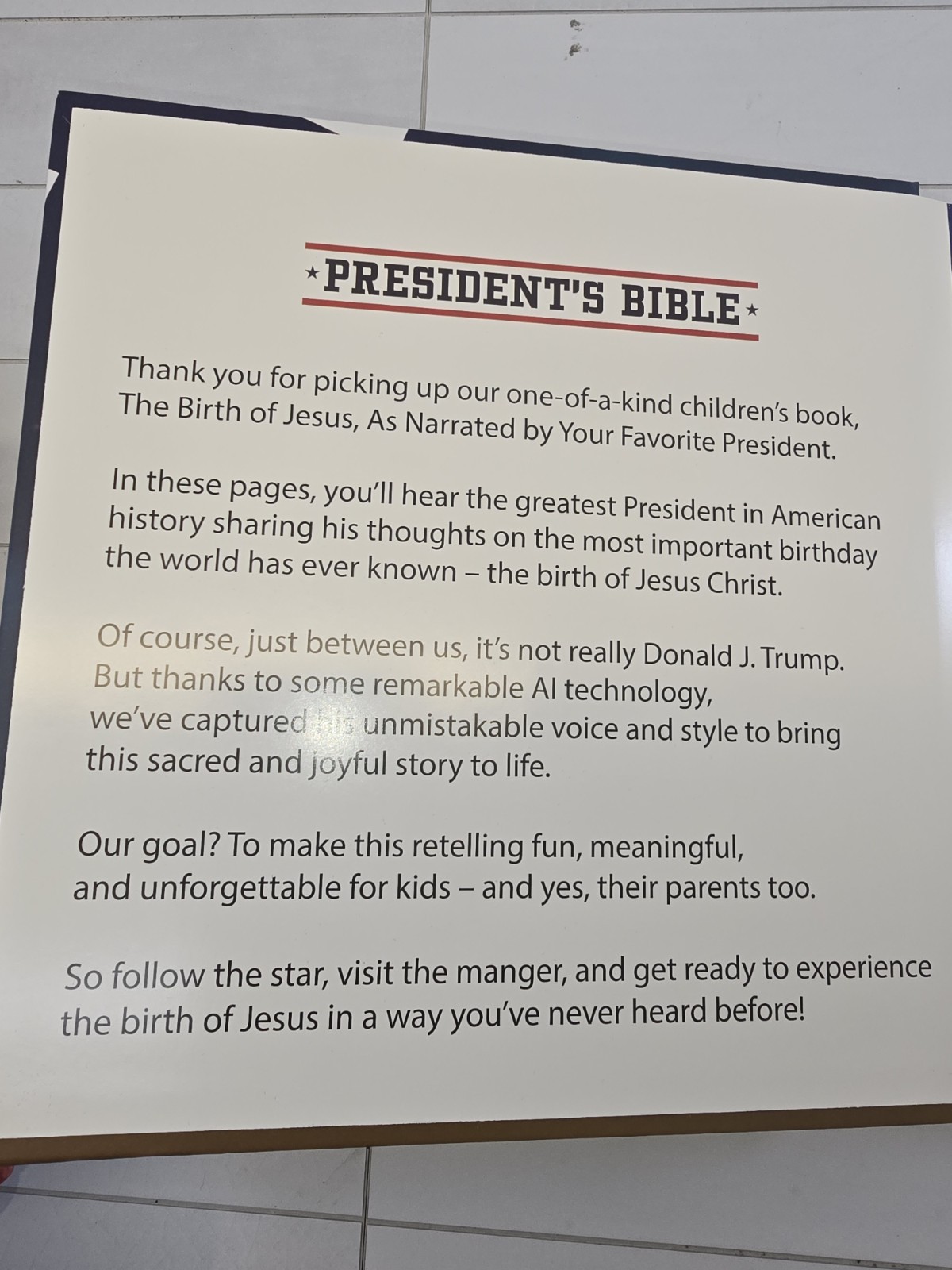 President’S Bible: Hear Trump’S Voice Tell the Birth of Jesus – Kids Bible Easy