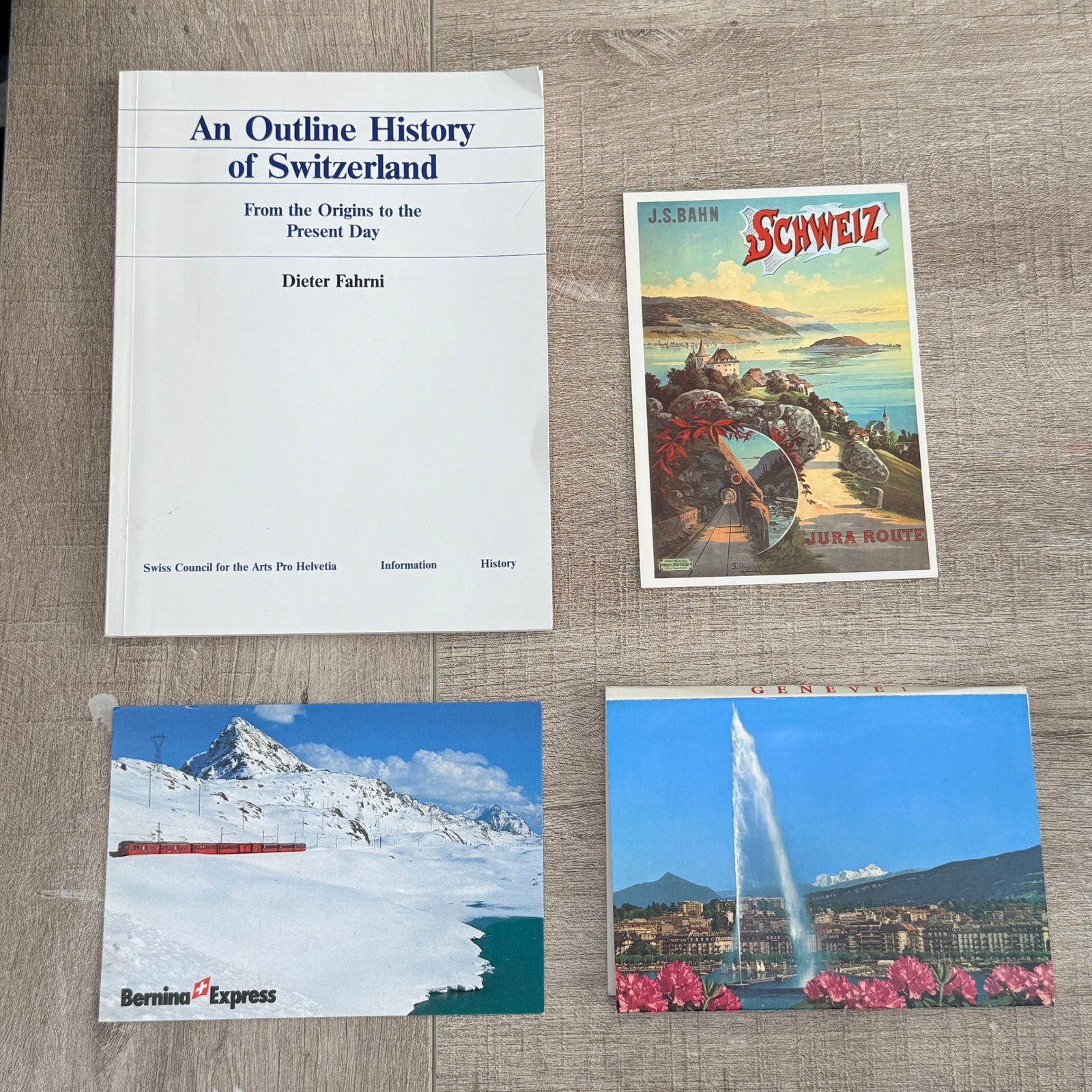 Switzerland Travel Booklet & Postcard Lot Bernina Express Geneva Swiss Souvenir
