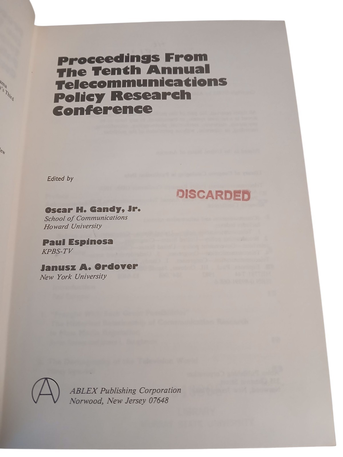 Proceedings From The Tenth Annual Telecommunications Policy Research Conference