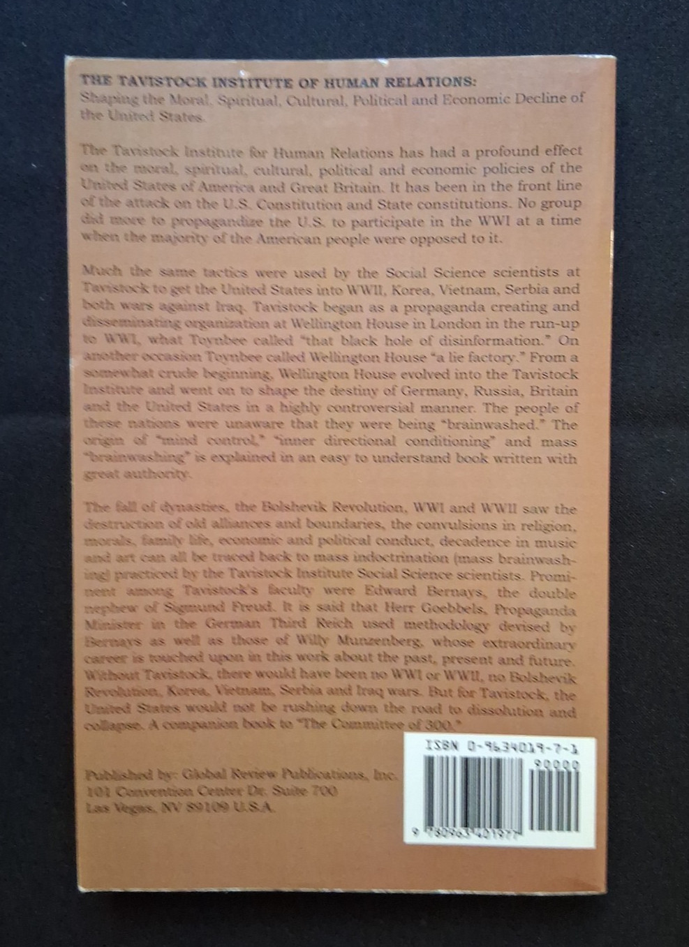 Tavistock Institute Of Human Relations By Dr. John Coleman 2006 PB 1st Edition??