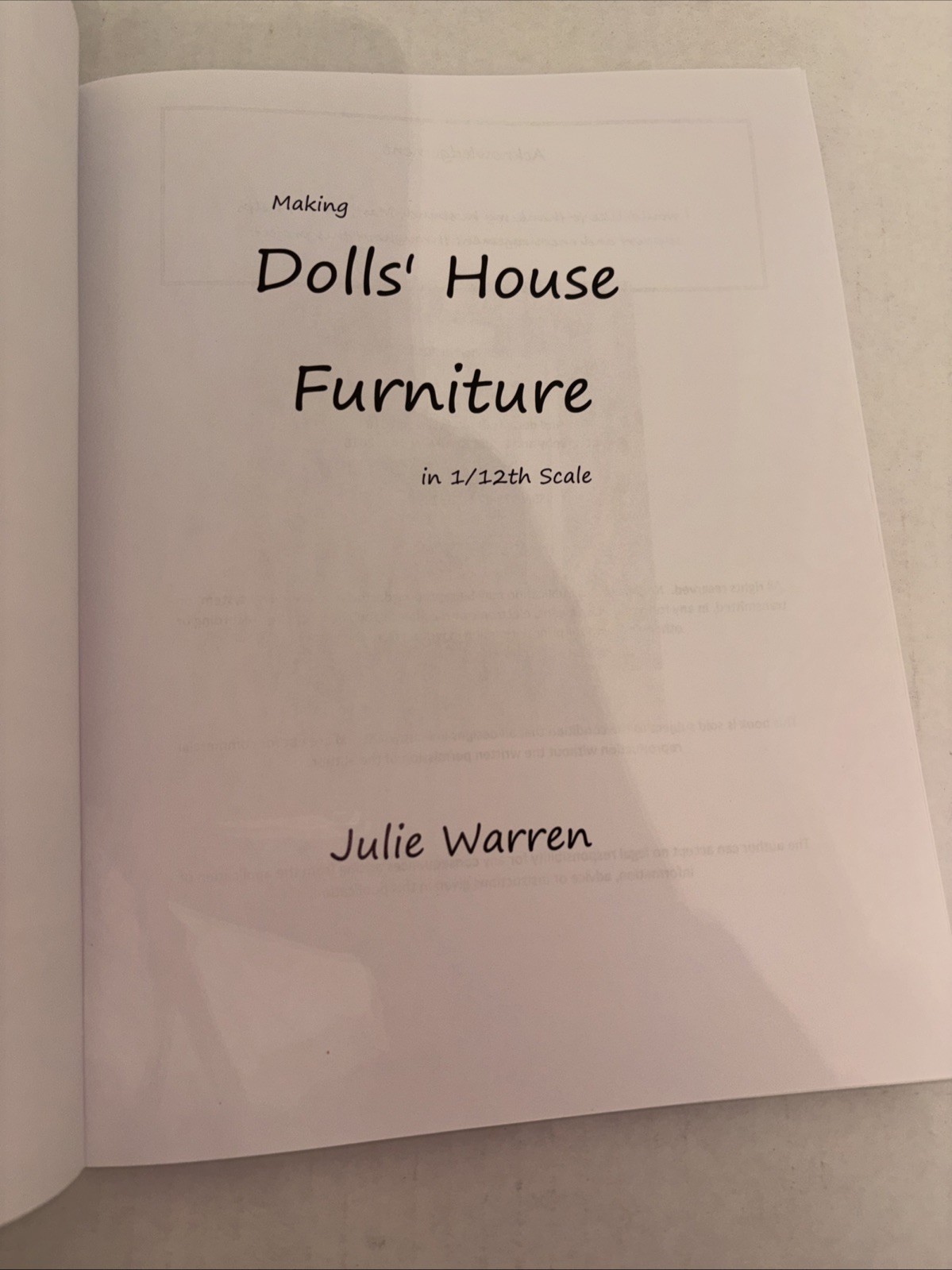 Making Dolls’ House Furniture in 1/12th Scale