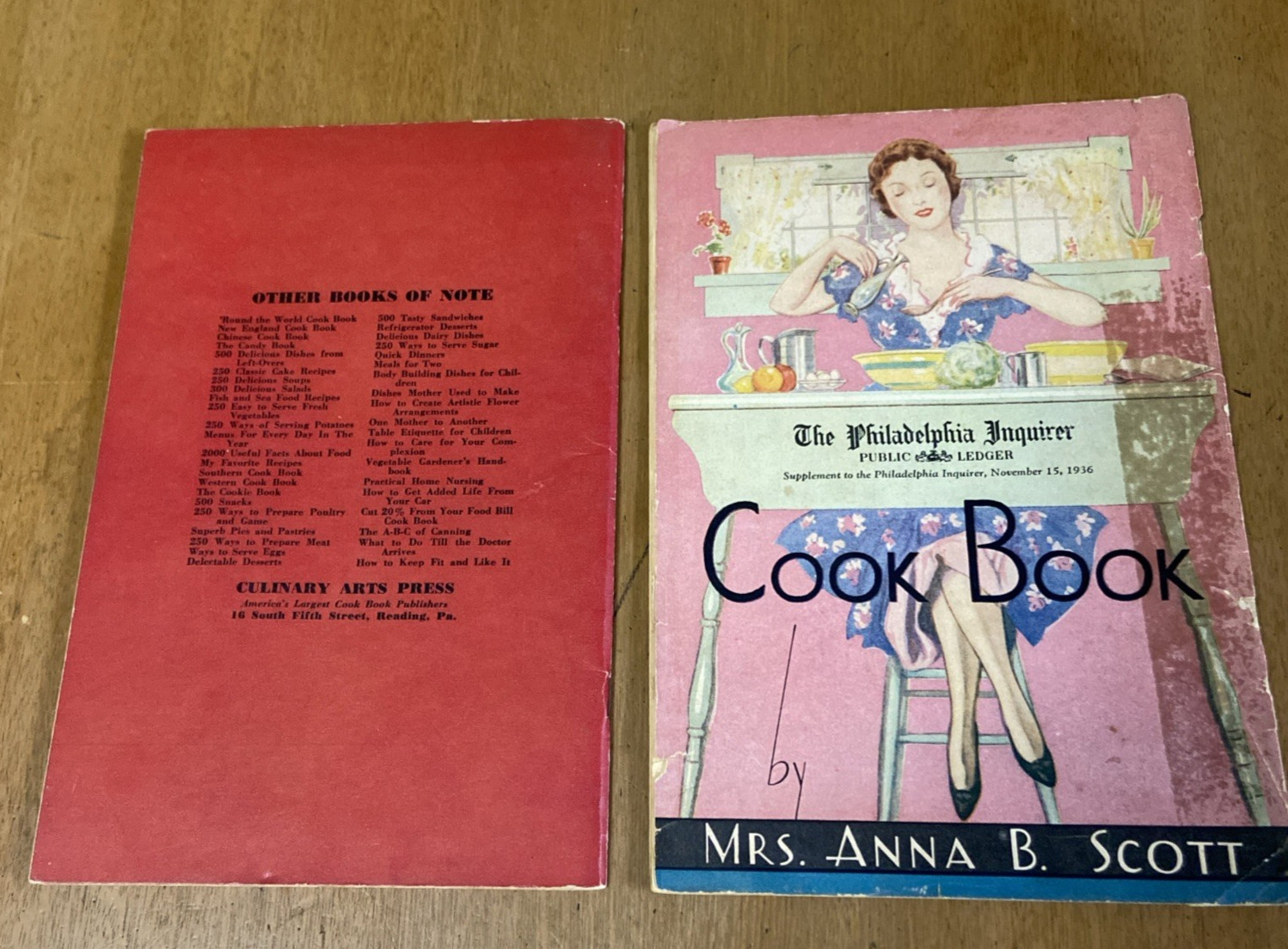 2 Vtg 1936 cookbooks Pennsylvania Dutch Fine Old Recipes & Philly Inquirer Cook