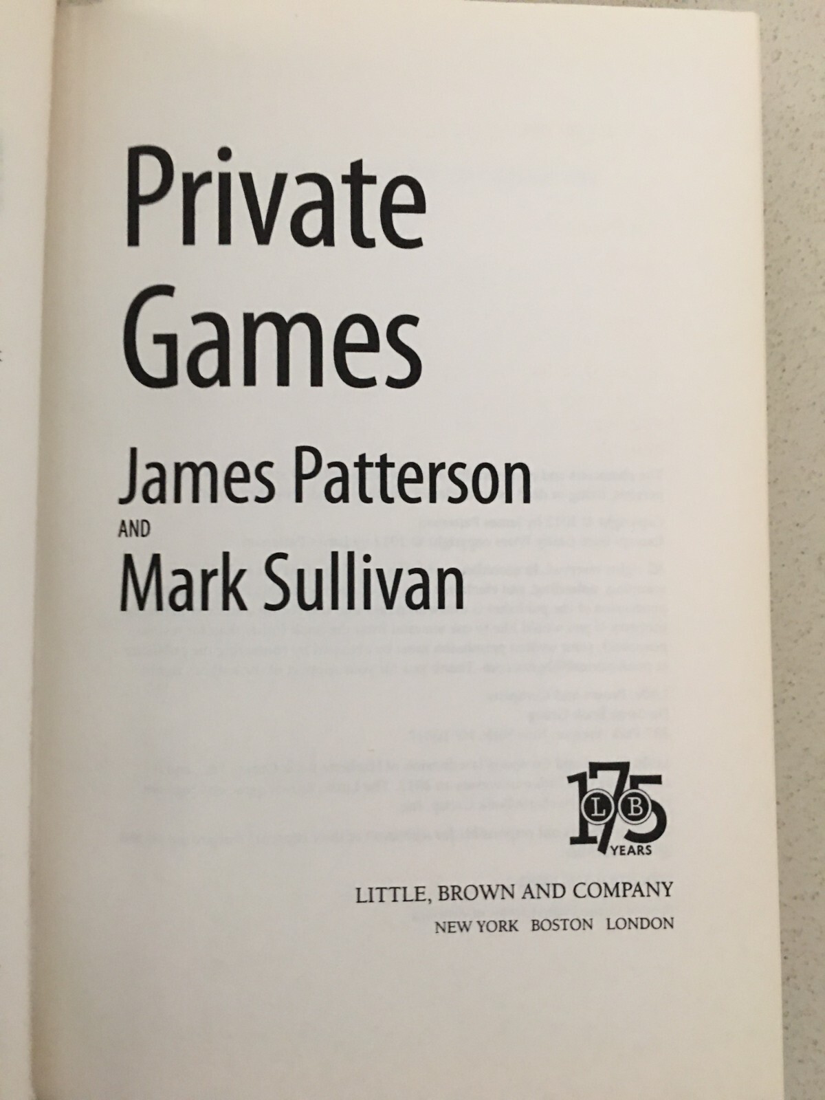 Private Games by James Patterson and Mark Sullivan